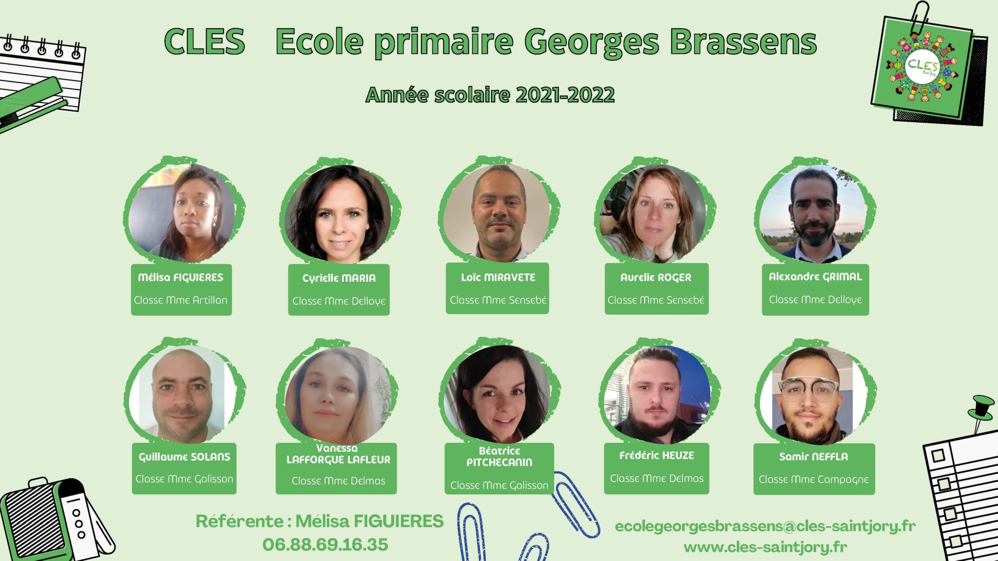 Trombinoscope de l'école Georges Brassens 2021-2022